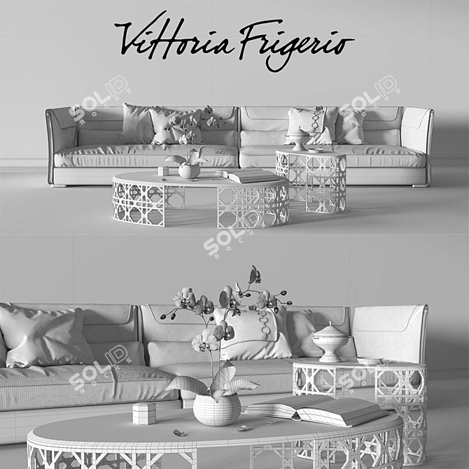 Vittoria Frigerio Clivio Sofa Set 3D model image 3