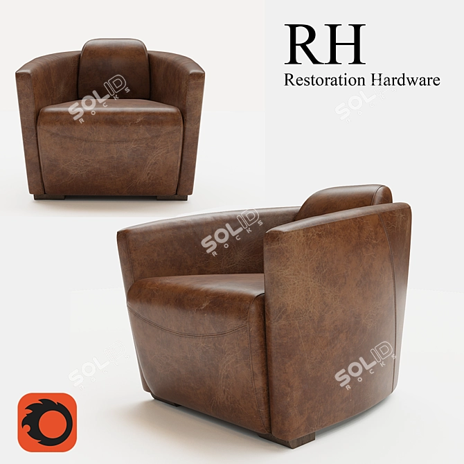 Sleek Leather Rocket Chair 3D model image 1