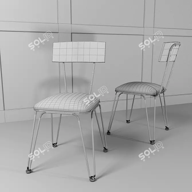 Elegant Metal Frame Chairs with Cushion 3D model image 2