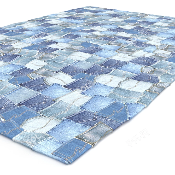 Denim Pocket Rug - 2000x1400 Size 3D model image 2