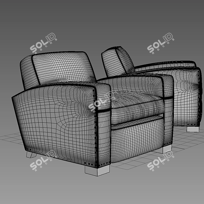 Classic Leather Library Chair 3D model image 3