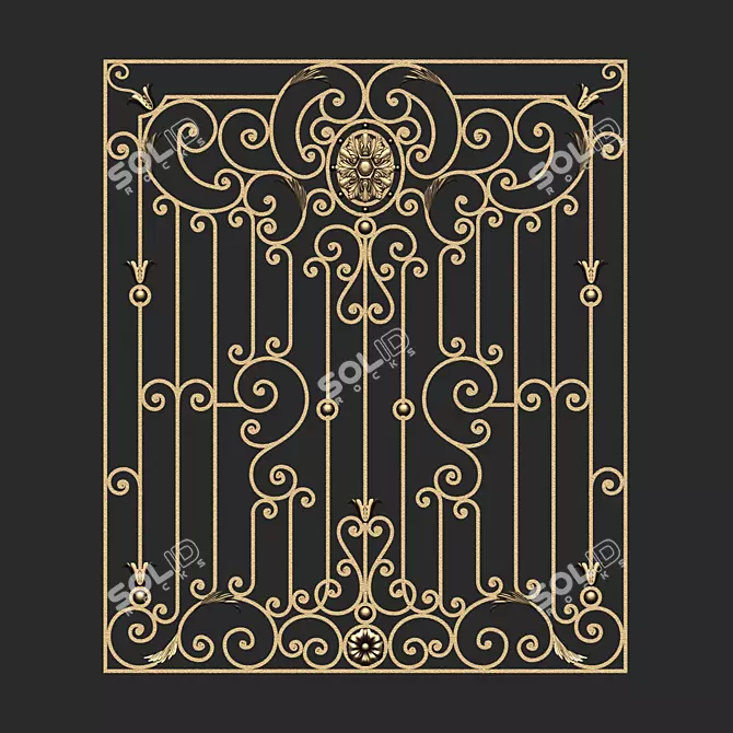 Elegant Iron Grate 3D model image 1