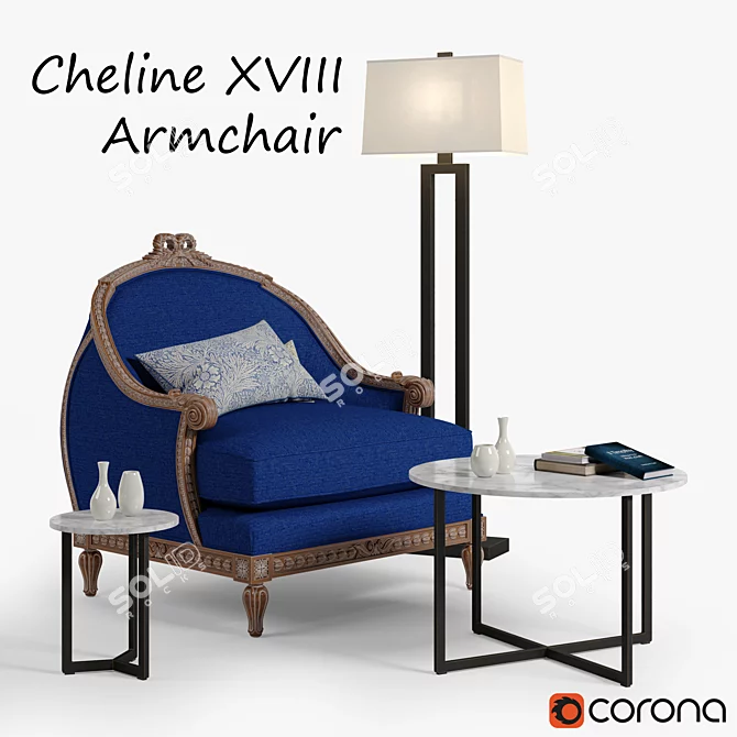 Chic Chelini Armchair & Robert Abbey Lamp 3D model image 1