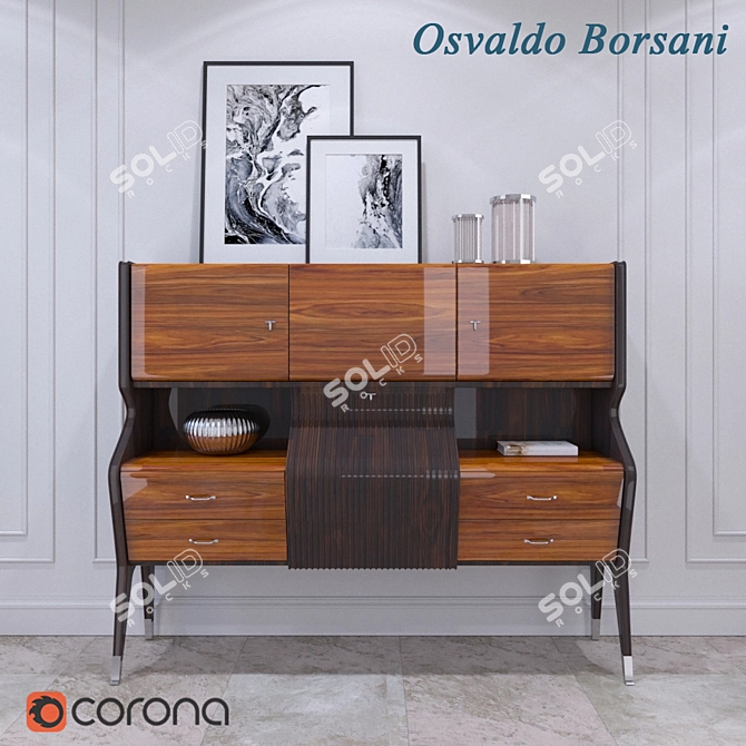 Mid-Century Borsani Cocktail Cabinet 3D model image 1