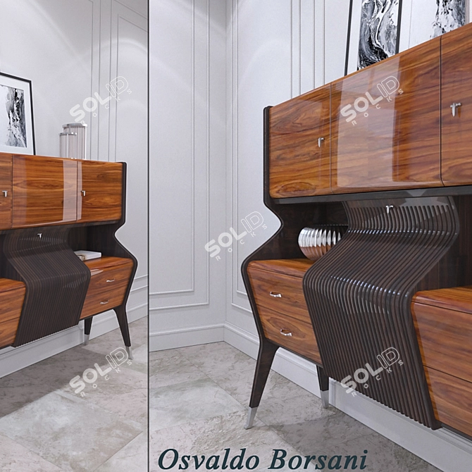 Mid-Century Borsani Cocktail Cabinet 3D model image 2