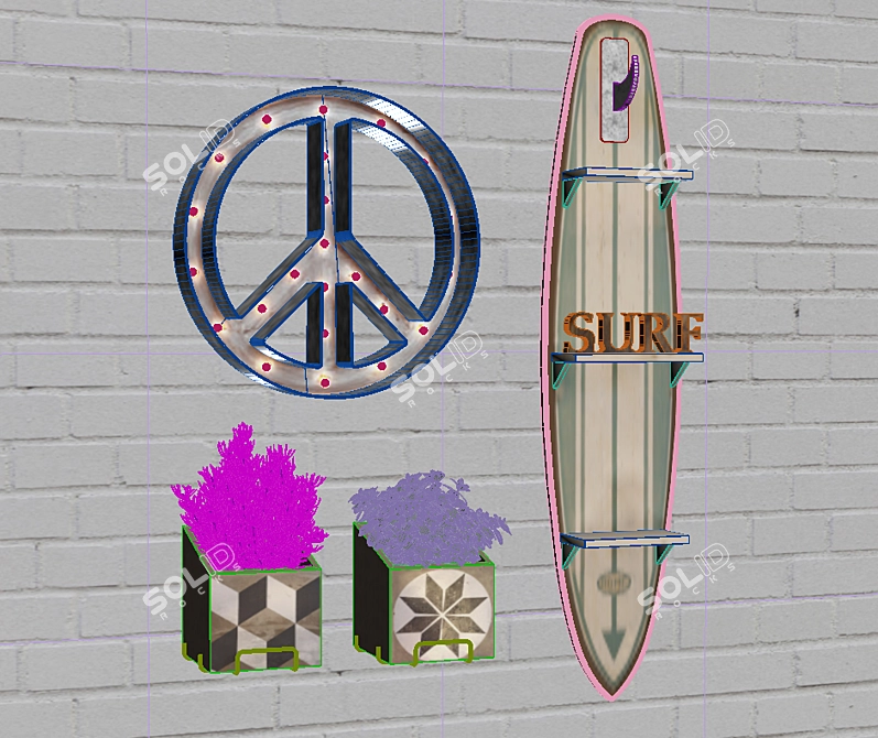 Title: Teen Room Decor Set 3D model image 2