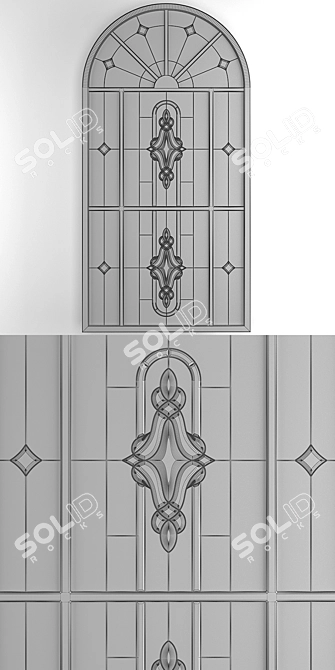 Elegant Arched Stained-Glass Window 3D model image 3