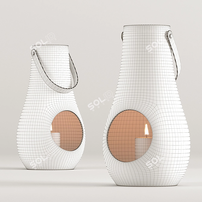 Elegant Glass Lantern 3D model image 2