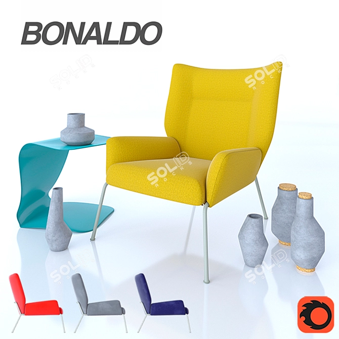 Modern Armchair, Table & Water Pitchers 3D model image 1