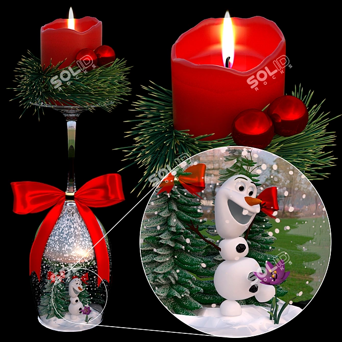 Olaf's Candleholder: A Festive New Year Decoration 3D model image 1