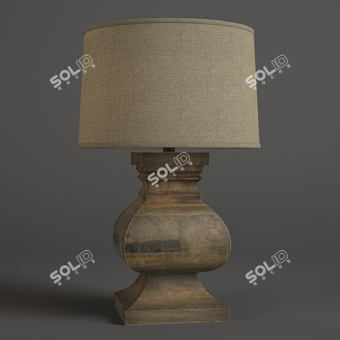 Title: Curved Wood Table Lamp 3D model image 1