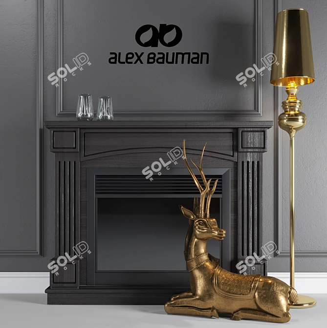 Elegant Electric Fireplace: ALEX BAUMAN Marseilles 3D model image 1