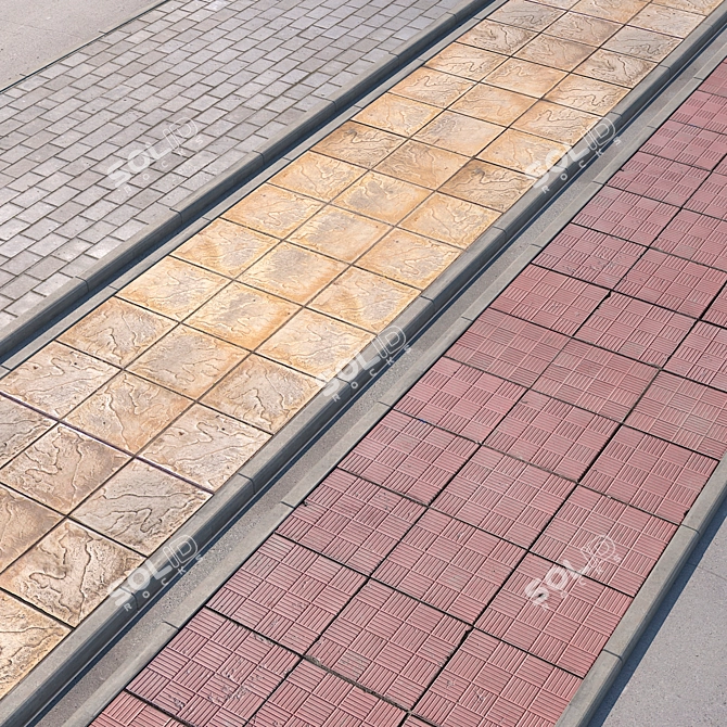 Title: Variety Paving Set with High-resolution Textures 3D model image 1