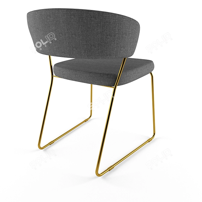 Ashland: Gray & Rosegold Dining Chair 3D model image 3