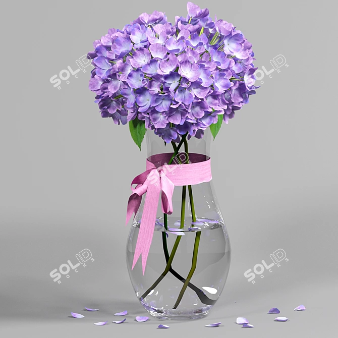 Elegant Hortensia Vase Arrangement 3D model image 1