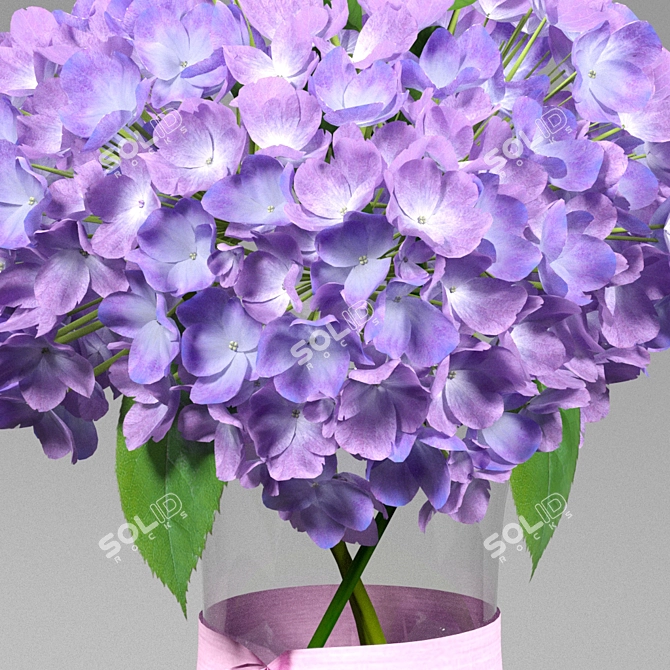 Elegant Hortensia Vase Arrangement 3D model image 2