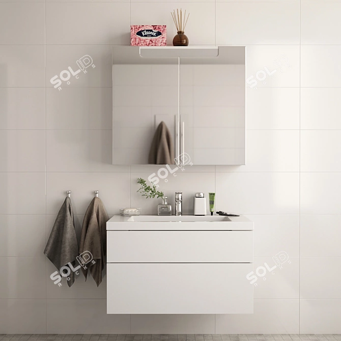 Sleek Bathroom Furniture Set 3D model image 1