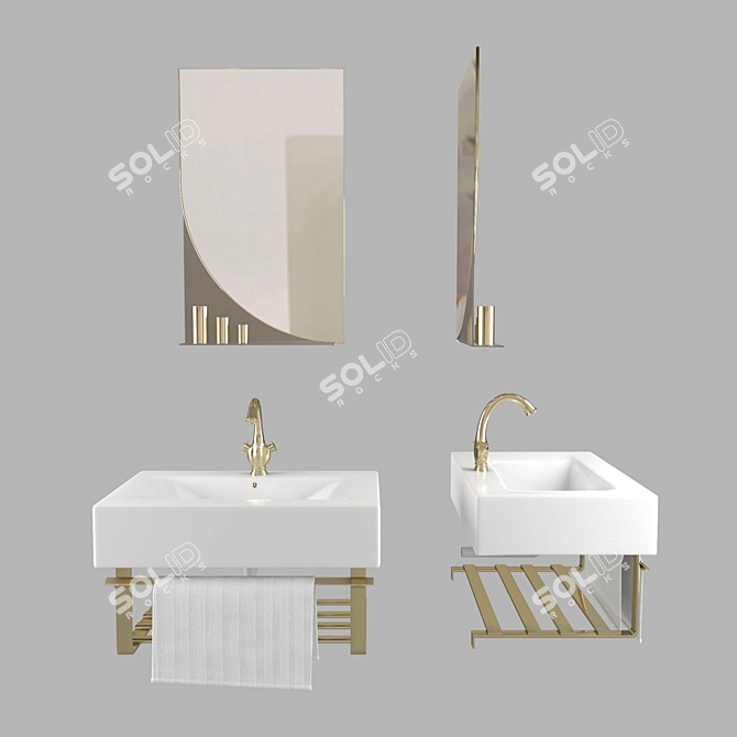 Modern Rectangular Wash Basin 3D model image 1