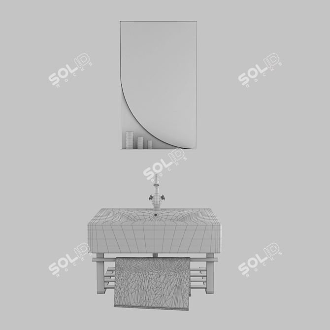 Modern Rectangular Wash Basin 3D model image 3