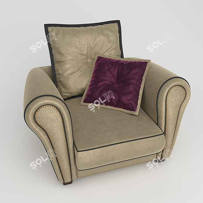 Cozy Cushioned Armchair 3D model image 2