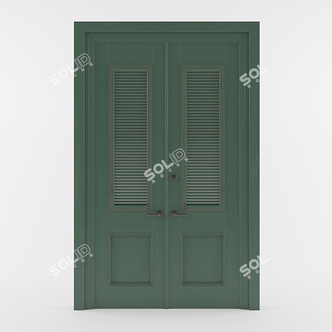 Elegant Louvre Doors 3D model image 1