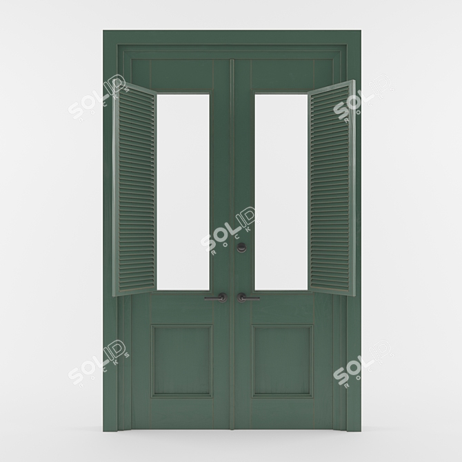 Elegant Louvre Doors 3D model image 2