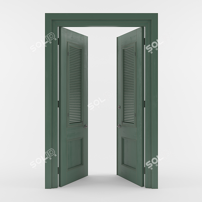 Elegant Louvre Doors 3D model image 3