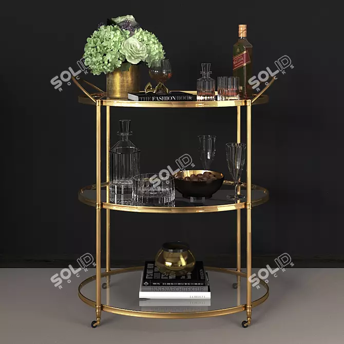 Elegant Arteriors Connaught Bar Trolley 3D model image 1