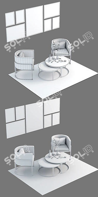 Elegant Julius Chair & Twin Tables 3D model image 3