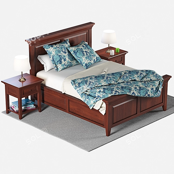 Modern Classic Bed with Storage 3D model image 1