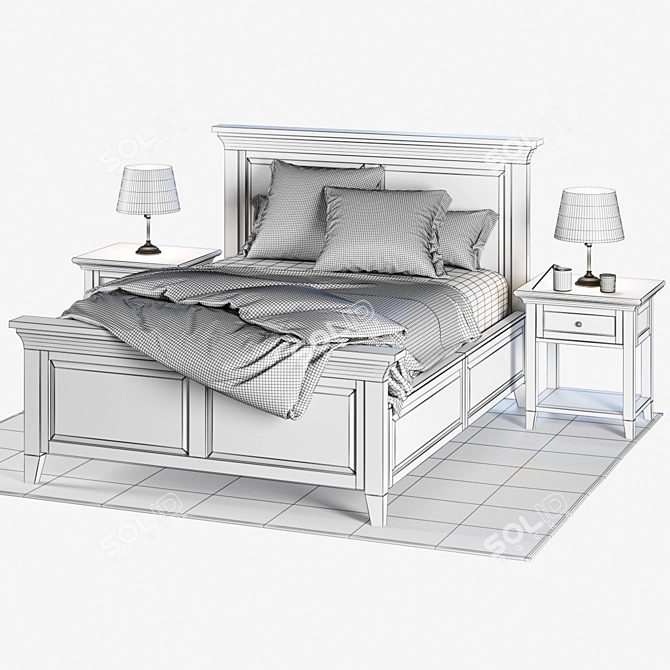 Modern Classic Bed with Storage 3D model image 3