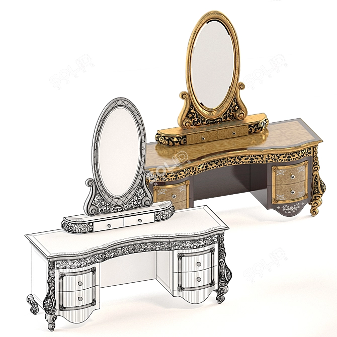 Elegant Royal Palace Dressing Table 3D model image 3
