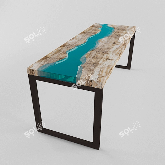  Rustic Wooden Table 3D model image 1