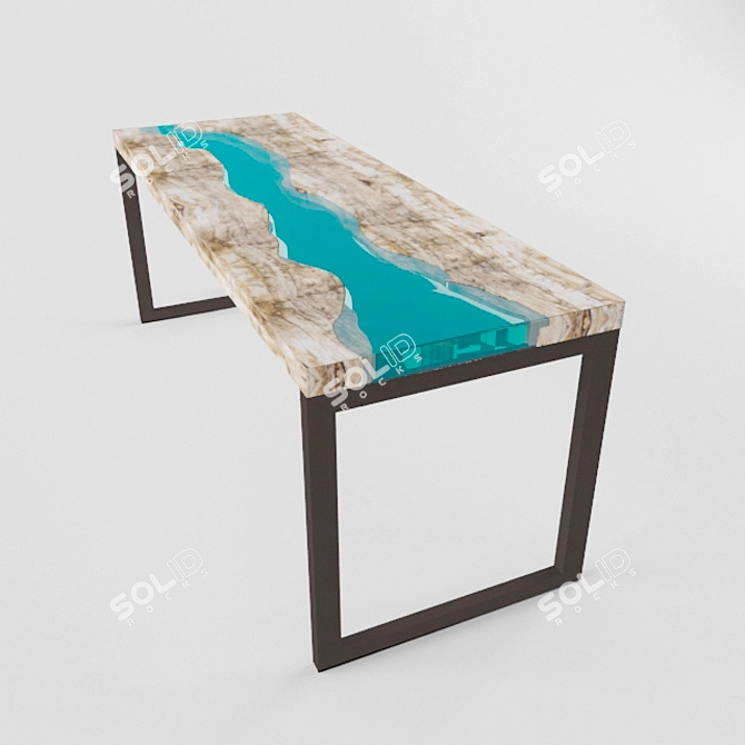  Rustic Wooden Table 3D model image 2
