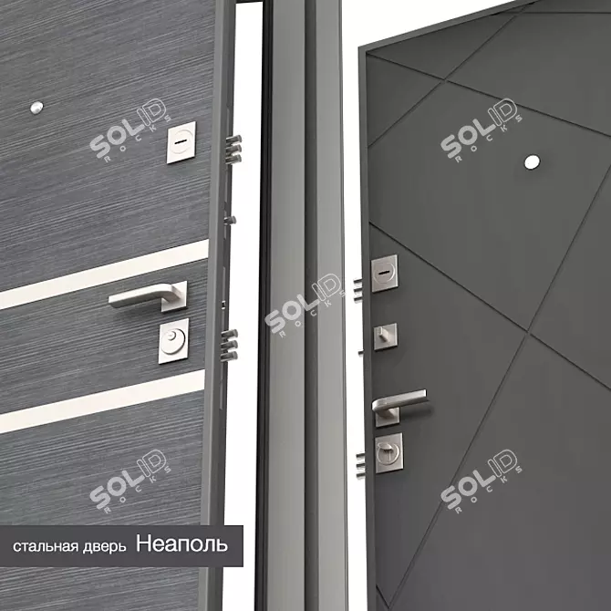  "Sleek Steel" Entry Door 3D model image 2