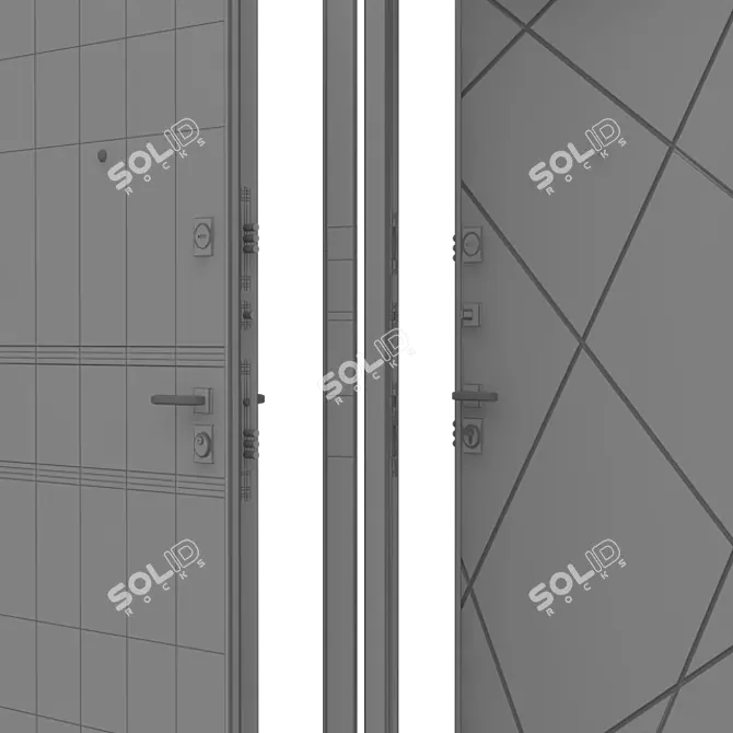  "Sleek Steel" Entry Door 3D model image 3