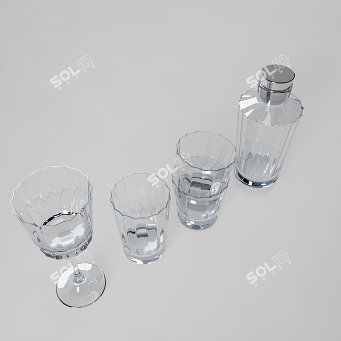 Elegant Macassar Glass Collection 3D model image 2