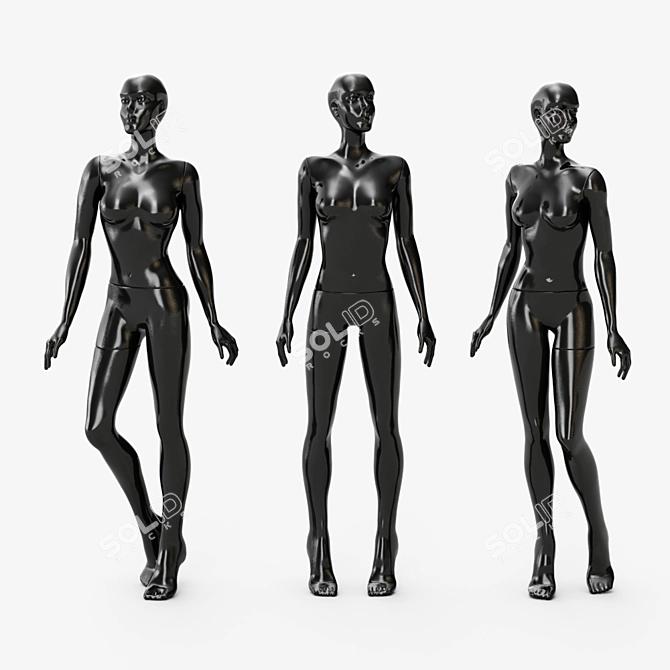 Glossy Detachable Women's Mannequin 3D model image 1