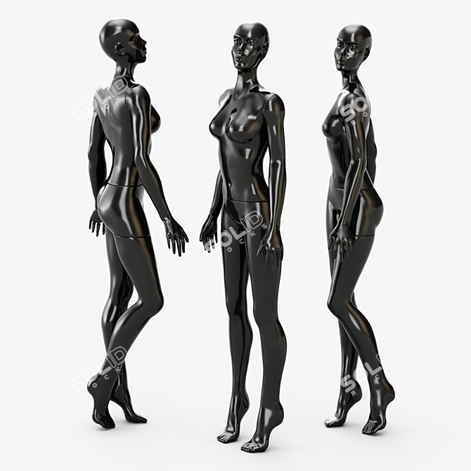 Glossy Detachable Women's Mannequin 3D model image 2