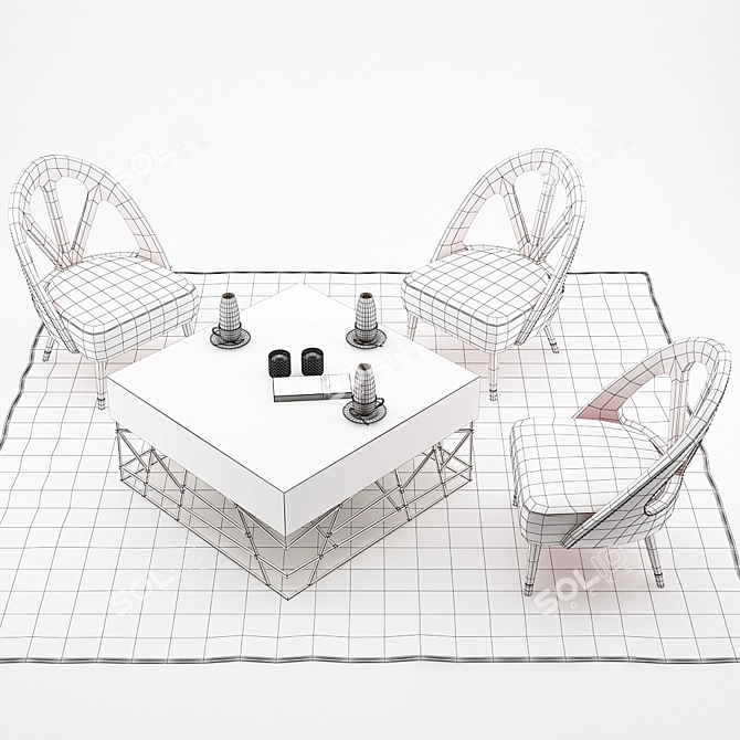 Elevated Elegance: Scarlet Armchair & Kenzo Center Table 3D model image 3