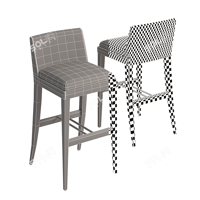 Sleek ONDA Black Barstool 3D model image 2