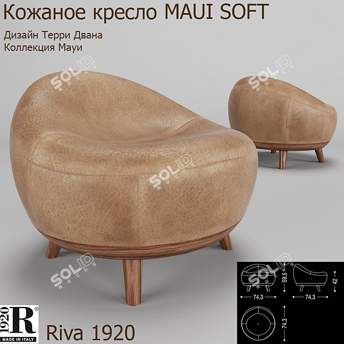 Luxury Leather Chair: Maui Soft 3D model image 1