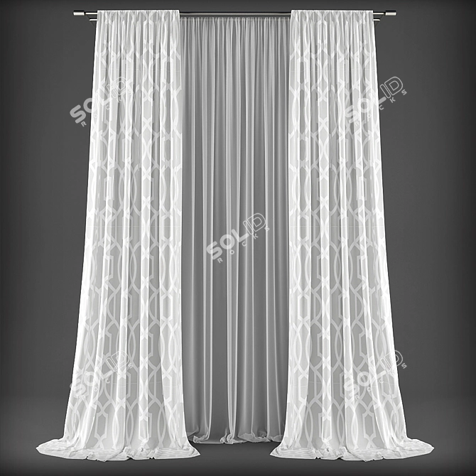 Elegant Drapes and Sheers 3D model image 1