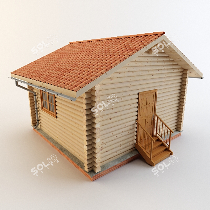 Rustic Log Cabin 3D Max 3D model image 1