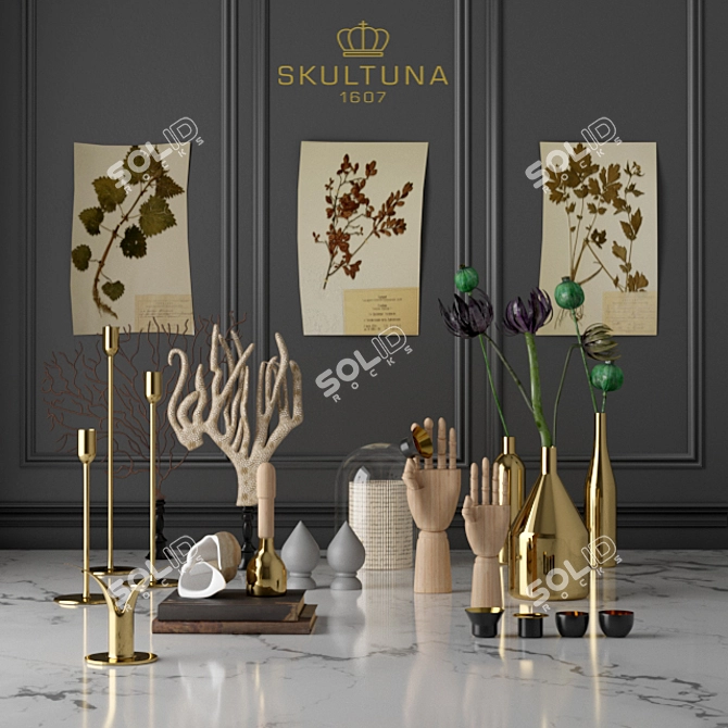 SKULTUNA 1607 Decorative Set: Timeless Elegance 3D model image 1