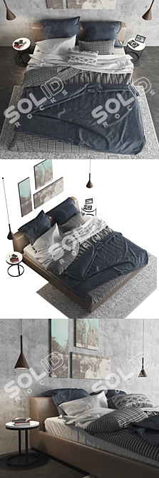  Stylish Meridiani Louis Bed Set 3D model image 2