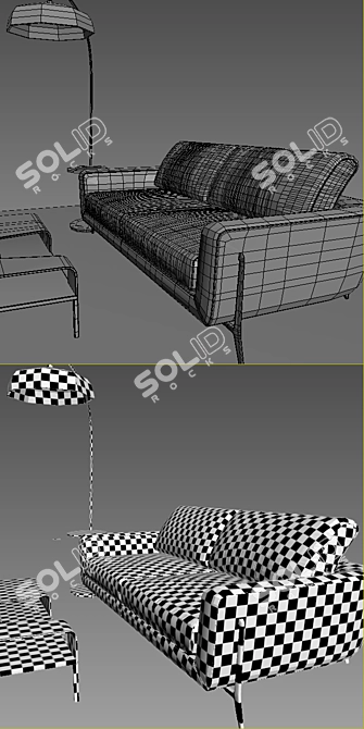 Modern Allusion 3-Seat Sofa 3D model image 3