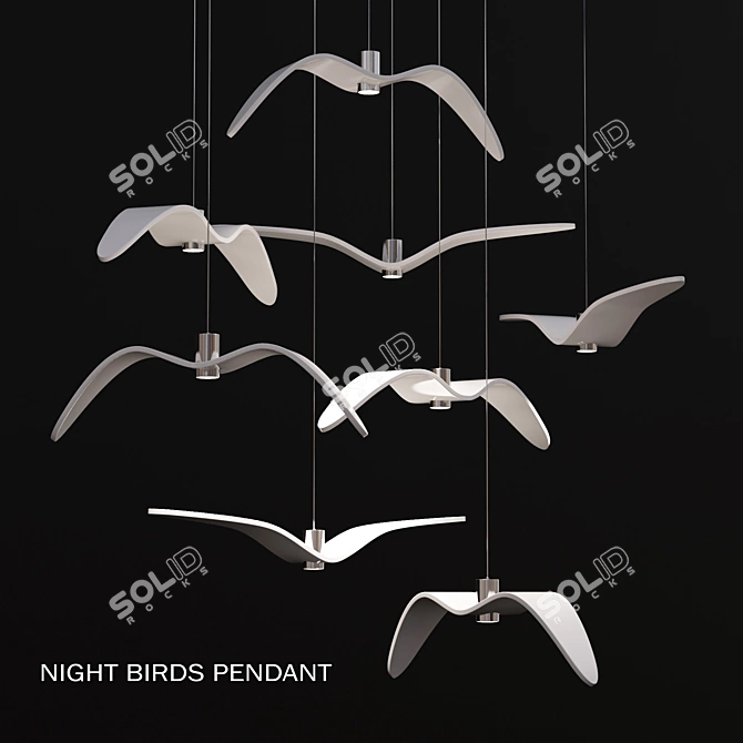 Night Birds Pendant: Stylish and Elegant Lighting 3D model image 3