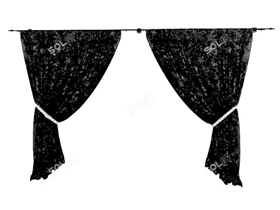 Classic Window Curtains 3D model image 3