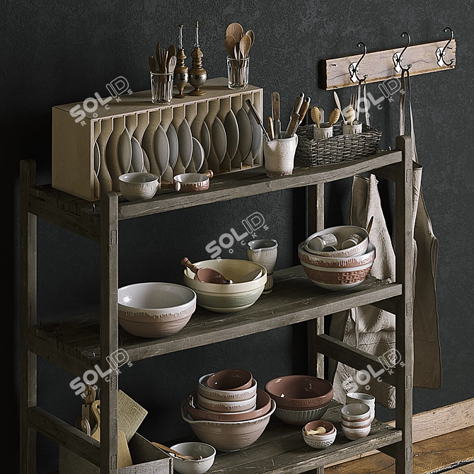 Crafted Pottery Rack 3D model image 2